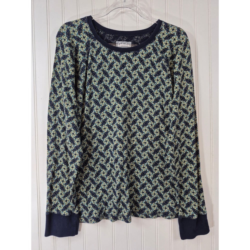 NWOT Cabelas XL Thermal Top Waffle Knit Navy Blue Geometric Long Sleeve Shirt